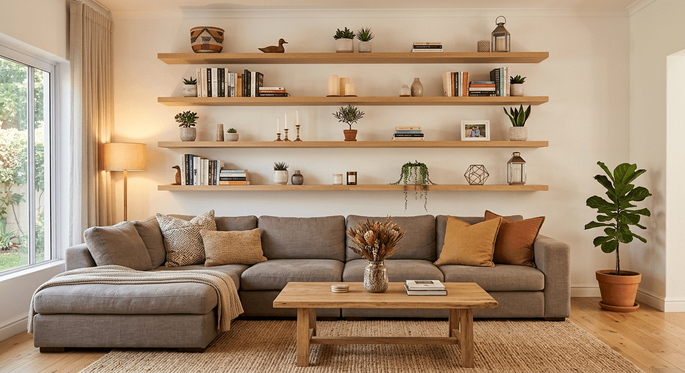 Floating shelves installed level and load-bearing